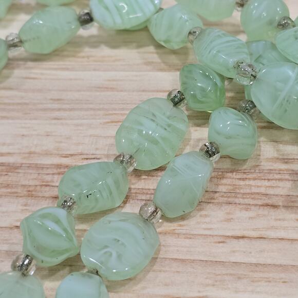 Mint Green Polished Glass Swirl Stone Effect 32" Continuous Bead Necklace - Picture 5 of 13